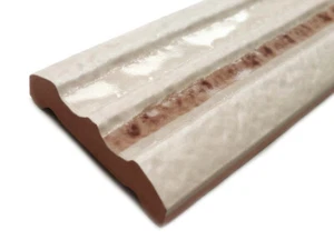 Fliesenbordüre 23x5cm Fliesen Bordüren Diagonal Cobrizo 2 beige braun gewölbt - Bild 1 von 3