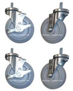 5DPM12-SET 5 Inch Threaded Stem Caster Set with Polyurethane Wheels, Set of 4 - Picture 1 of 2