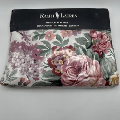 RALPH LAUREN Allison Multi Floral Full Flat Sheet Country Flowers Retired NEW - Image 1 of 4