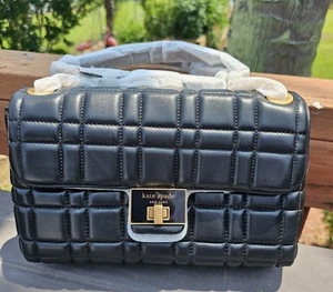 kate spade- Evelyn- Quilted Leather Medium Shoulder Bag- Black- NWT- $458 - Picture 1 of 13