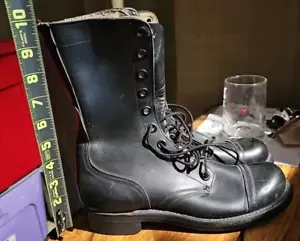 Botas de combate militares 1961 de cuero negro de Sportwelt Shoe Co. Talla 6 Hecho en EE. UU. - Imagen 1 de 9