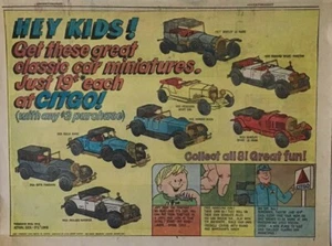 1969 newspaper ad for Citgo gas - Collect eight classic car miniatures at Citgo - Picture 1 of 1