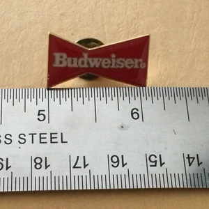 BUDWEISER (SHAPED RED BOW TIE) METAL TIE TAC  PIN  #25143 SOUVENIR Vintage - Picture 1 of 4