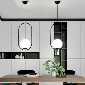 Black Pendant Light Bar LED Ceiling Light Glass Lamp Kitchen Chandelier Lighting - Picture 1 of 7