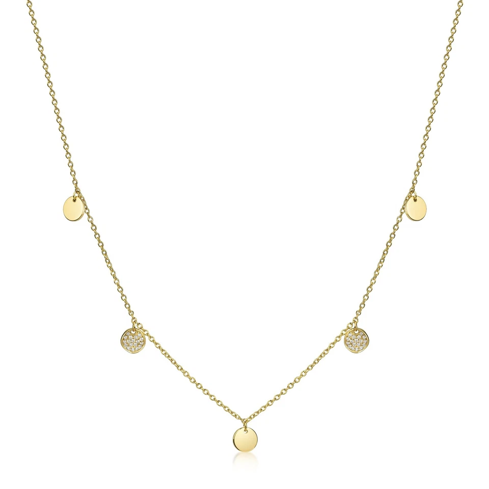 Collier Anhänger Plättchen mit Ankerkette 45 cm 925 Silber vergoldet - Bild 1 von 1