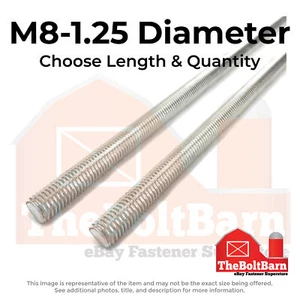 M8-1.25x1000 A4-70 Stainless Steel Fully Threaded Rods Coarse Thread (Pick Qty) - Picture 1 of 7