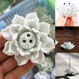 Ceramic Incense Burner Stick Holder Plate Buddhism Coil Lotus Censer Chopstick