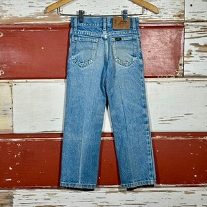 80s USA Vintage Lee Vintage Denim Jeans Distressed Ripped Knees Classic Fit - Picture 1 of 7