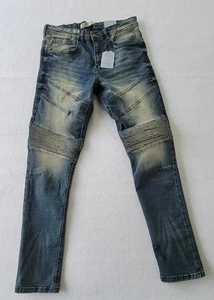 Trestles Supply Co Jeans Mens 32x30 Moto Stretch Skinny Biker Denim Pants - Picture 1 of 11