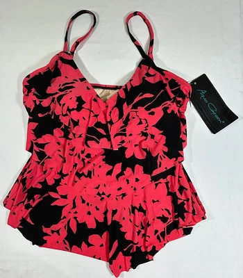 Traje de baño Tankini rosa floral verde agua para mujer talla M nuevo con etiquetas Foto 1 de 4