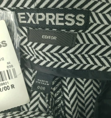Pantalones de espiga Express Editor negros/blancos para mujer talla 00R apenas bota nuevos con etiquetas Foto 1 de 4
