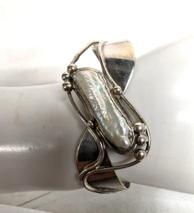 Bracelet ancien en argent massif et perles 25,7 grammes au total - Photo 1 sur 10