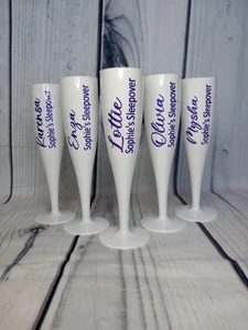 Personalised White Champagne Prosecco Flutes Wedding Bridesmaid Prom Plastic - Picture 1 of 39