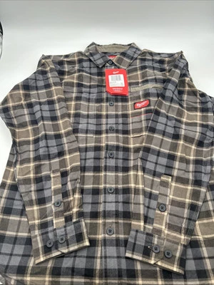 Milwaukee GRIDIRON Flannel Shirt MEDIUM Gray Plaid M551G-M B7 - Image 1 of 4
