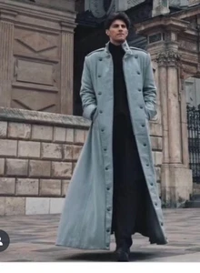 Regency Greatcoat, Double Breasted Georgian Greatcoat, Handmade Grey wool Jacket - Picture 1 of 4