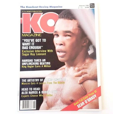 KO Magazine February 1982 Sugar Ray Leonard Cover w/  Sean O'Grady Poster - Image 1 of 4