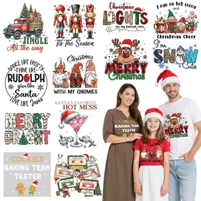 NANZHOO 12 Sheets Christmas DTF Transfers Ready to Press Iron on Transfers for T-Shir