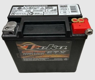Deka ETX14L 12V AGM Motorcycle Battery|Maintenance Free | Fits Harley 65958-04A - Image 1 of 3