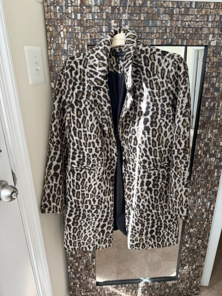 Abrigo para mujer Slate & Willow estampado de leopardo 100 % lana talla M Foto 1 de 4