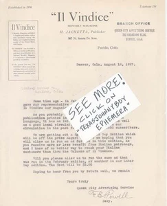 1927 VINDICE MAGAZINE PUBLISHER M. Jachetta F E POWELL Pueblo Denver Colorado LH - Picture 1 of 1