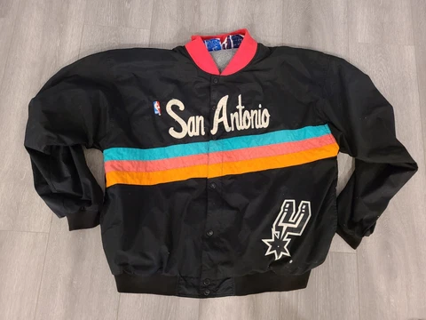 Champion San Antonio Spurs Vintage Game Issued Team Warmup GI 90s Rare Riverwalk Cover