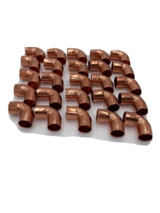 copper fittings 1/2" INCH NOMINAL 90 DEGREE SHORT TURN ELBOW C X C 25 pcs pack - Picture 1 of 3