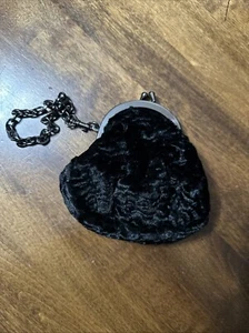Nine West Black Velvet Wristlet Chain Womens Small Pouch Bag - Picture 1 of 4