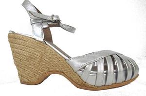 Eric Michael Kamielle Sandals Espadrilles Silver 42 11.5 - Picture 1 of 3