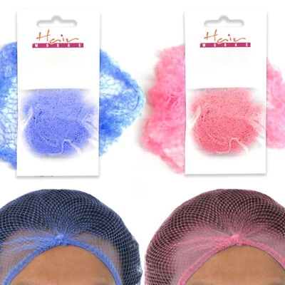SLUMBER NET x 2 Pink/Blue Hair Bun Cover Stretch Mesh Snood Sleep Catering Dance - Image 1 of 4