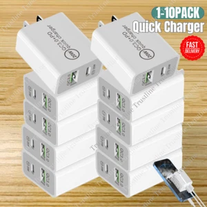 Dual PortsUSB C/QC Fast Charger For iPhone 15 14 13 12 11 iPad Samsung Plug Lot - Picture 1 of 20