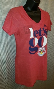 New York Red Bulls Red Heather Adidas MLS V-Neck T-Shirt - Junior Medium - Bild 1 von 5
