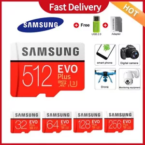 Samsung EVO Plus 4K U3 32GB-512GB MicroSDXC/HC Flash Memory Card With Adapter