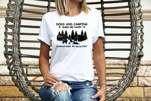 Camiseta clásica cuello redondo CARAVANA CAMPING CARAVANA AUTOCARAVANA Damas BLANCA camping + perro - Imagen 1 de 3