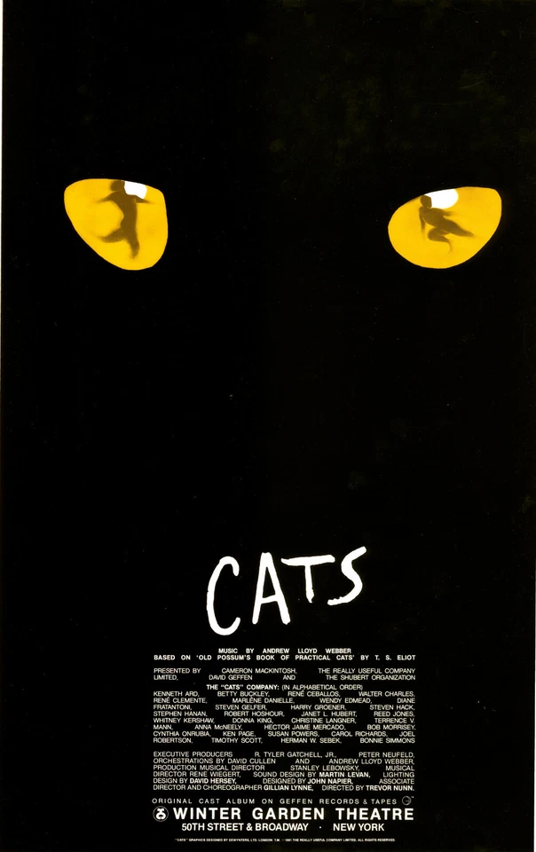 Cats  Window Card Musical Theater 18"x12"  - Image 1 of 1