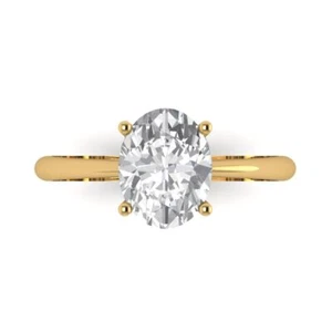 Solitär-Versprechensring 2 kt Ovalschliff VVS1 Zirkonia Diamant 14 kt Gelbgold - Bild 1 von 11