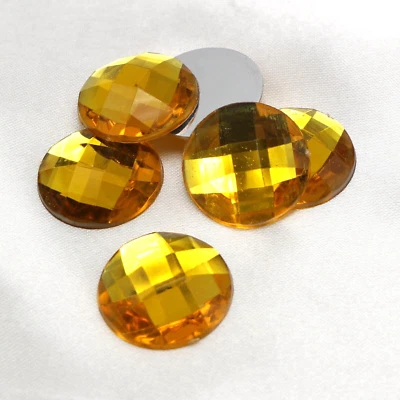 50pcs Gold Acrylic Flatback Crystal Rhinestone Round Gem Beads 18mm No Hole - Image 1 of 4