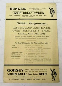 OPEN RELIABILITY TRIAL Official Motorcycle Programme 25 Mar 1922 East Midlands - Picture 1 of 3