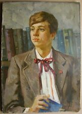 Peinture à l'huile soviétique ukrainienne réalisme portrait jeune homme 