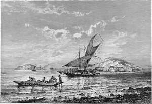 PORT MORESBY, côte méridionale de la NOUVELLE-GUINÉE au 19e s - Gravure du 19eme - Imagen 1 de 2