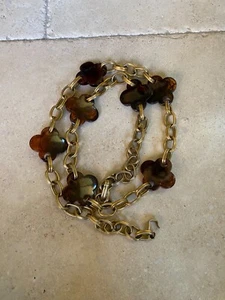 Rare Vintage 1970s YSL Signed Tortoise Clover Chain Belt Disco Chic Bohemian - Picture 1 of 8