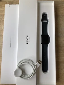Apple Watch Series 3 38mm Space Gray Aluminium Black Sport Boxed A1858 MTF02B/A - Picture 1 of 24