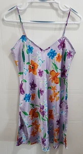 Jaclyn Smith Sleepwear Women's Sleeveless V Neck Satin Nightgown Purple Floral S - Picture 1 of 10
