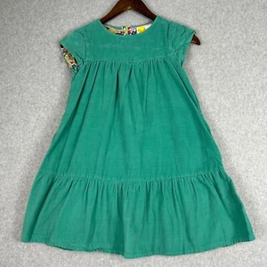 Mini Boden Dress Girl's 9/10Y Green Corduroy Floral Lined Pockets Tiered Classic - Picture 1 of 13