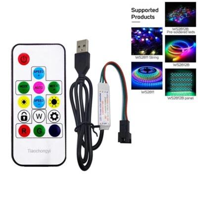 14keys USB RGB LED light contorller RF Remote For 5V SK6812 WS2812 led strip - Image 1 of 4