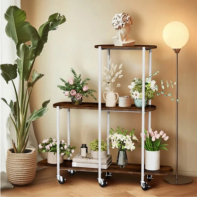 Large Plant Stand with Wheels Rolling Plant Shelves Rack Indoor Outdoor 107cm H - Image 1 of 4