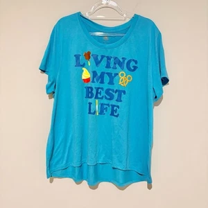 DISNEY Parks Living My Best Life Disney Snacks Shirt Blue size 2X - Picture 1 of 5
