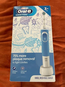 Oral-B Kid's Rechargeable Toothbrush Ages 3+ Soft Bristles Sensitive Mode NEW - Picture 1 of 6