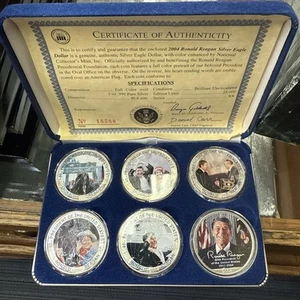 2004 American Silver $1 Eagle Colorized Ronald Reagan W/Box - Picture 1 of 6