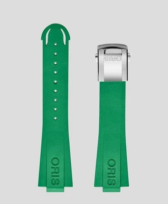 Correa de reloj Oris 22 mm de goma verde con cierre de acero inoxidable 07 4 22 77NB Foto 1 de 3