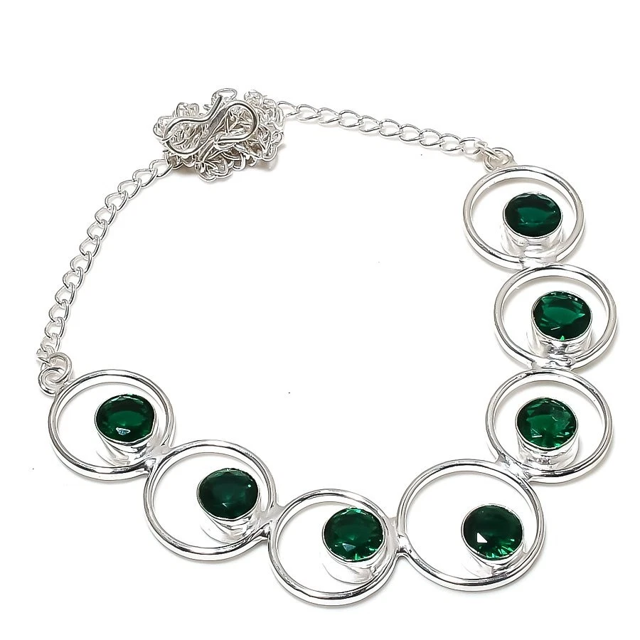 Collar de joyería de plata de ley 925 hecho a mano con piedras preciosas de diopsido cromado tamaño 18" Foto 1 de 1